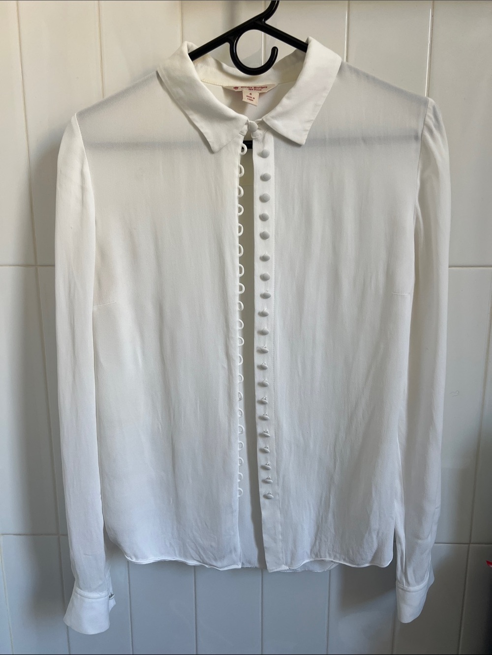 Brooks Brothers White Button-Loop Blouse